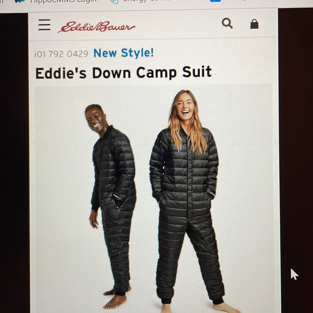 Eddie Bauer Down Camp Suit, SZ M (unisex),  650-fill RDS down, StormRepel DWR